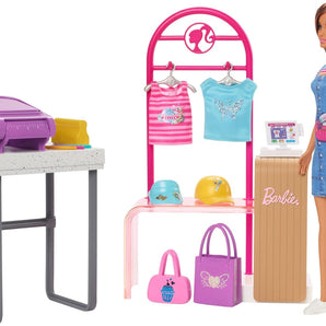 Barbie Dukke Sæt Butik med Tilbehør 30 cm