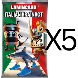 Italiensk Brainrot Kort Pakke med 5 Kort, Gennemsigtige og Holografiske Memes - 5 Pakker