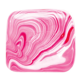NeeDoh Nice Cube Candy Swirl squishy tæt på med røde og hvide hvirvler