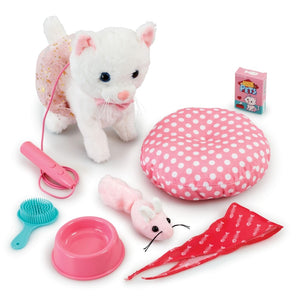 Happy Pets Kat Bamse Kæledyr Realistisk med Gåsnor 30 cm