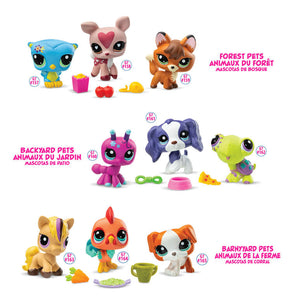 Littlest Pet Shop Figurer Pet Trio 3-Pack Figurpakke med Tilbehør 5 cm