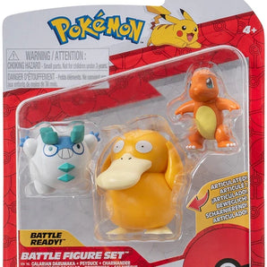 Pokémon Figurer 3-Pack Charmander, Galarian Darumaka og Psyduck