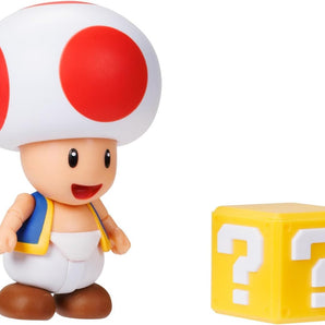 Super Mario Figur Rød Toad med Question Block 10 cm