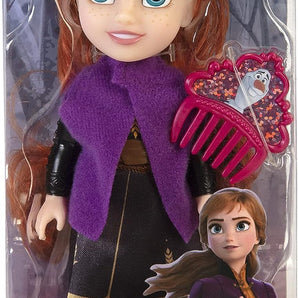 Disney Frozen Anna Dukke med Glitter Kjole og Kam 15 cm