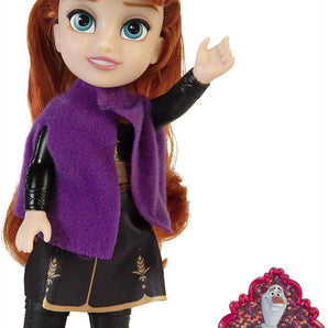 Disney Frozen Anna Dukke med Glitter Kjole og Kam 15 cm