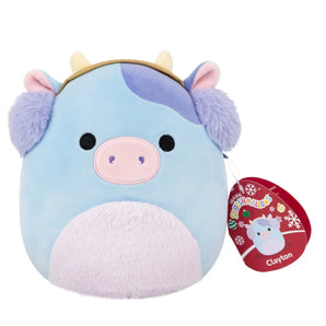 Squishmallows Bamse Clayton Blå Ko med Ørevarmere 19 cm