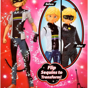 Miraculous Ladybug Dukke Fashion Flip Adrien til Cat Noir med Pailletter 27 cm