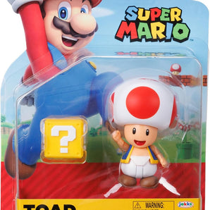 Super Mario Figur Rød Toad med Question Block 10 cm