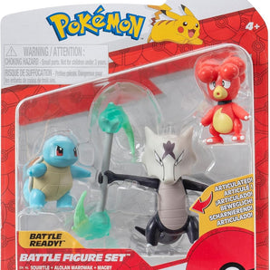 Pokémon Figurer 3-Pack Magby, Squirtle og Alolan Marowak