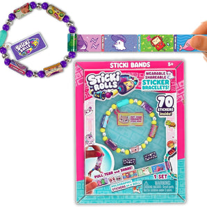 STICKI Rolls Klistermærke Armbånd Med 70 Mini Klistermærker og 2 Mystery Ruller