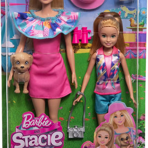 Barbie & Stacie Dukke Sæt med 2 Hunde 30 cm