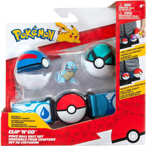 Pokémon Bælte Sæt Clip 'N Go med Great Ball, Net Ball og Squirtle 5 cm