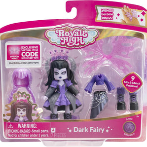 Roblox Royale High Dark Fairy Modedukke 7,5 cm med 9 Tilbehørsdele og Kode