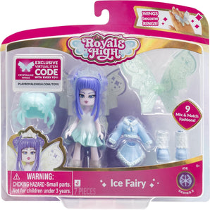 Roblox Royale High Ice Fairy Modedukke 7,5 cm med 9 Tilbehørsdele og Kode