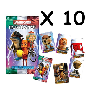Italiensk Brainrot Kort Pakke Multiverse S2 med 5 Kort, Gennemsigtige og Holografiske Memes - 10 Pakker