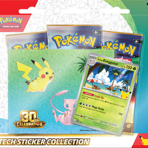 Pokémon Kort 30th Celebration Tech Sticker Collection Alolan Exeggutor med 3 Boosterpakker og Klistermærker