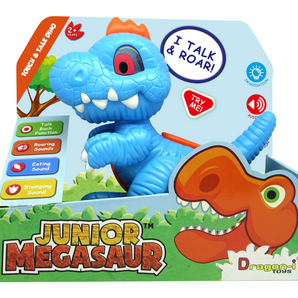 Junior Megasaur T-Rex Blå Interaktiv Dinosaur med Lyd og Lys 20 cm