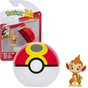 Pokémon Poké Ball Clip ’N’ Go Chimchar Figur & Repeat Ball 5 cm