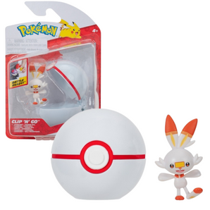 Pokémon Poké Ball Clip ’N’ Go Scorbunny Figur & Premier Ball 5 cm
