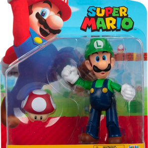 Super Mario Figur Luigi med Super Mushroom 10 cm