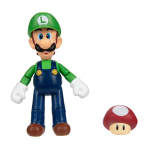 Super Mario Figur Luigi med Super Mushroom 10 cm